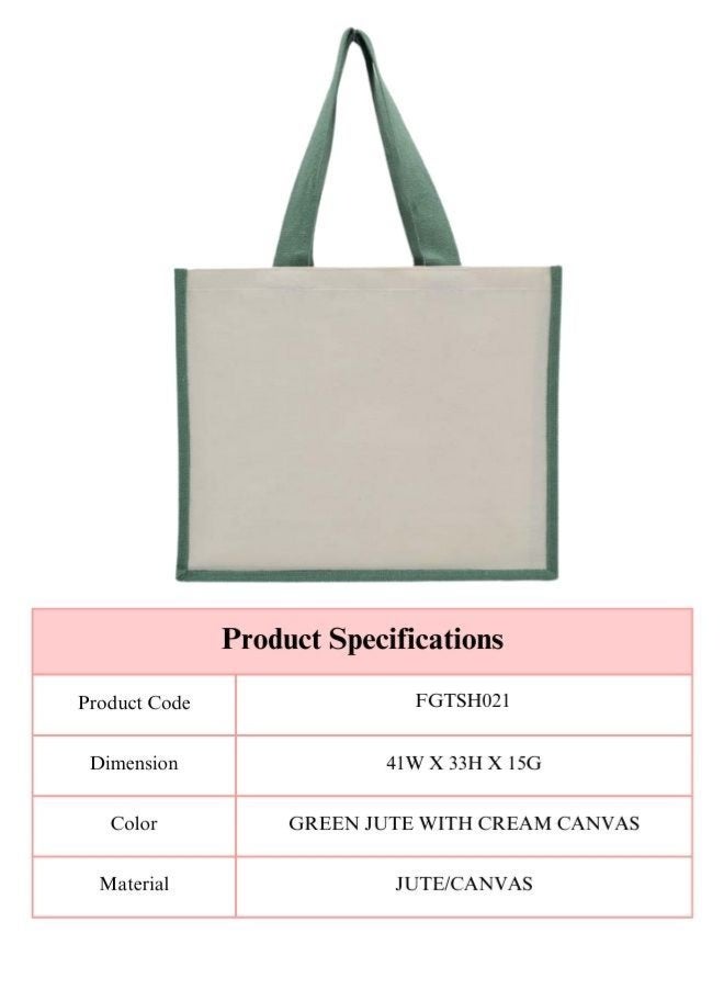 Fatio Set of 10 Green Jute & Cream Canvas Eco-Friendly Bags – Durable & Stylish - Image 4
